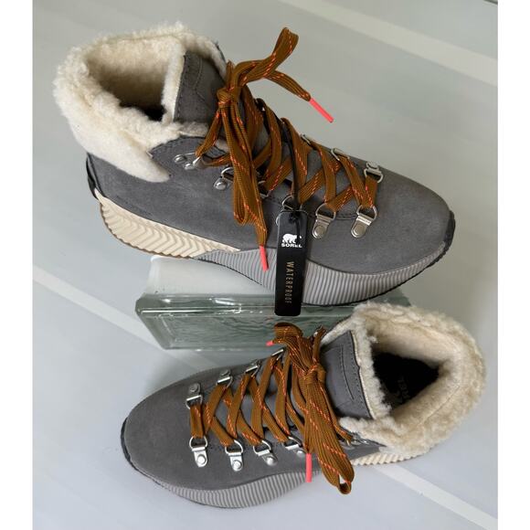 NEW SOREL Sz 6 Out 'N About III Conquest Waterproof Boots Sneakers Gray Suede - Picture 5 of 10